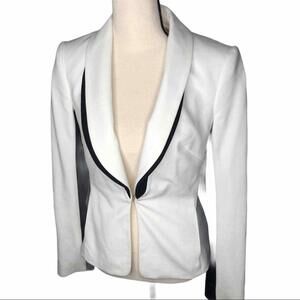 BEBE Blazer Jacket Tailored Fitted Winter White Black Women's Size 2